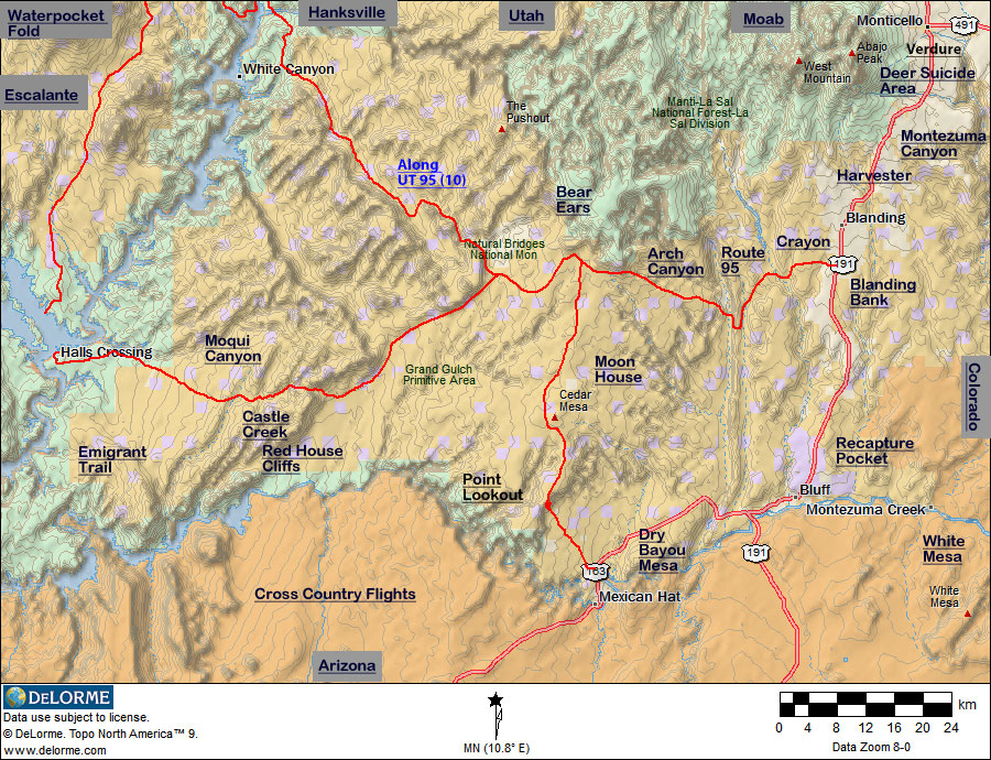 Navigationskarte Utah Südost